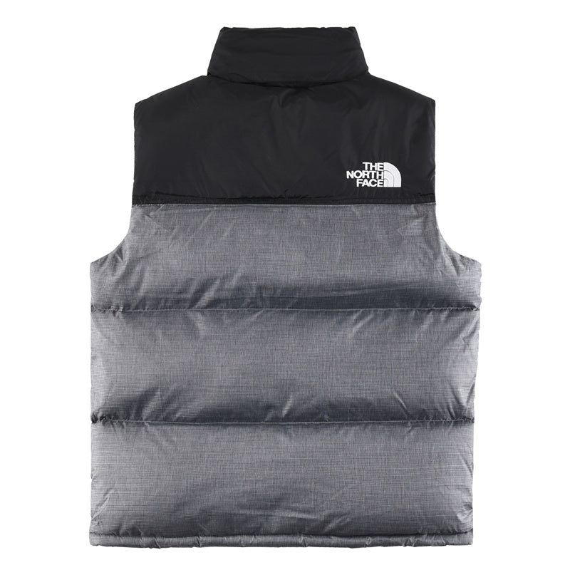 The North Face 700 Fill Puffer Vest "Black & Heather Grey" Color Block Sleeveless Down Gilet