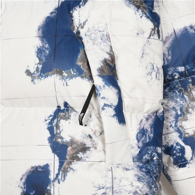 The North Face 1996 Retro Nuptse 700 Fill Puffer Jacket "World Map Print Black Color Block"