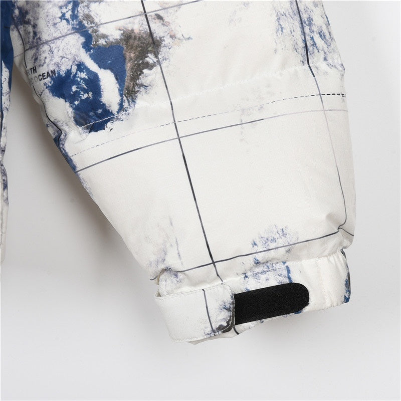 The North Face 1996 Retro Nuptse 700 Fill Puffer Jacket "World Map Print Black Color Block"
