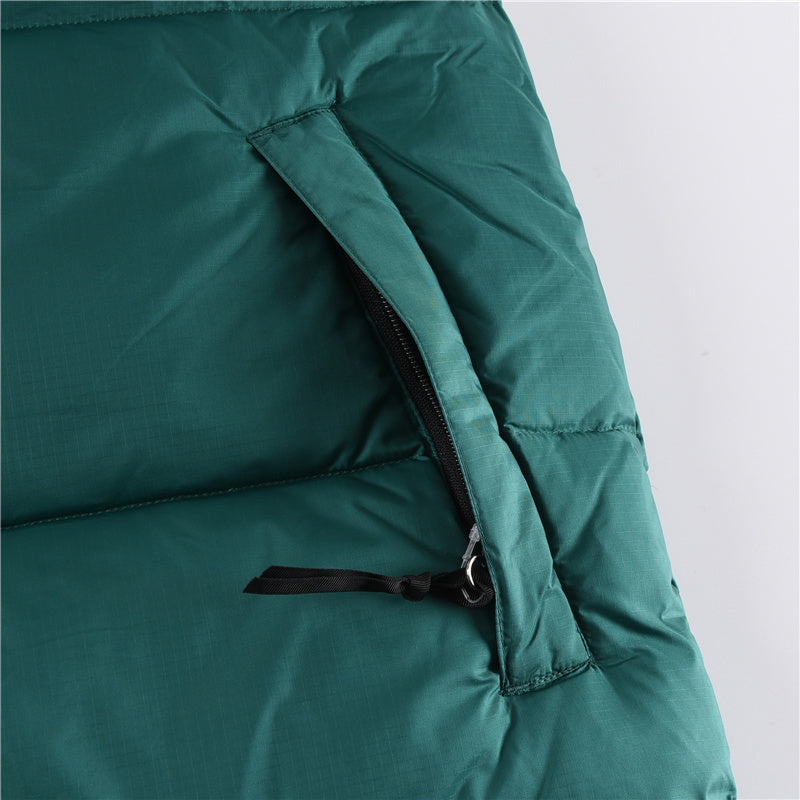 The North Face 700 Fill Puffer Vest "Black & Emerald Green" Color Block Sleeveless Down Gilet