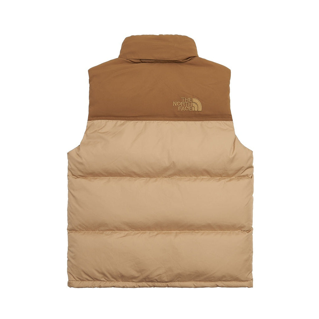 The North Face 700 Fill Puffer Vest "Brown & Khaki" Color Block Sleeveless Down Gilet