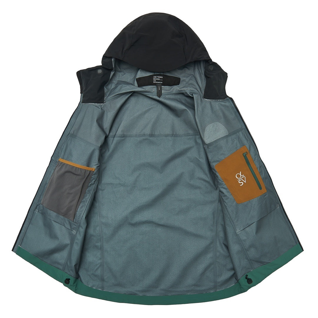 Arc'teryx Alpha SV Series Men's Hooded Waterproof Hardshell Jacket in "Black Green"
