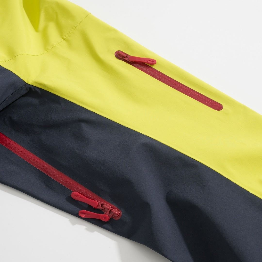 Arc'teryx Alpha SV Series Men's Hooded Waterproof Hardshell Jacket in "Yellow Navy"