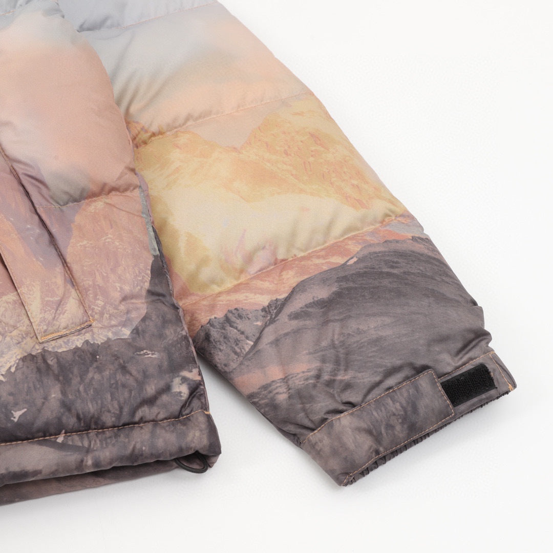 The North Face 1996 Retro Nuptse Puffer Jacket "Mountain Sunset Print" Warm Winter Down Coat