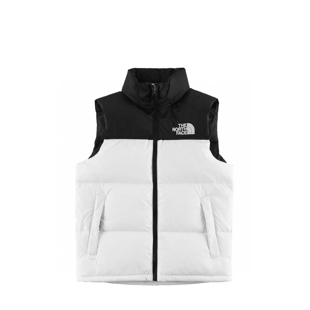 The North Face 700 Fill Puffer Vest "Black & White" Color Block Sleeveless Down Gilet