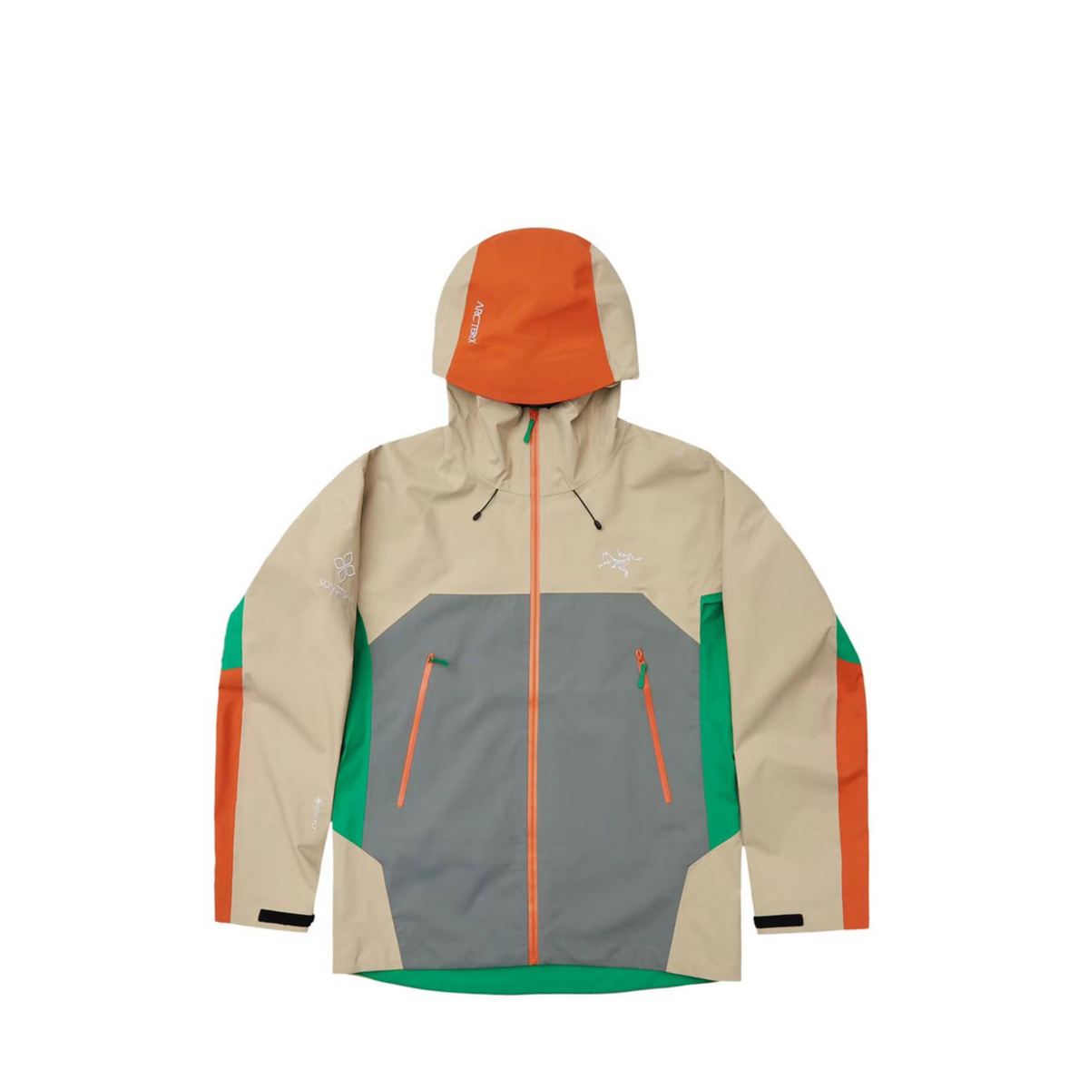 Arc'teryx Beta LT Men's Waterproof Hooded Jacket "Color Block Khaki Orange Green"
