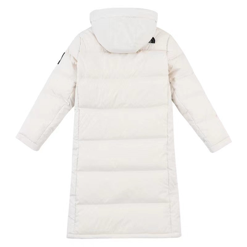 The North Face Long Hooded Puffer Parka Jacket Off White Long Down Coat