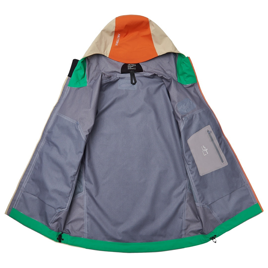 Arc'teryx Beta LT Series Men's GORE-TEX Hooded Rain Jacket "Color Block Beige Orange Green"